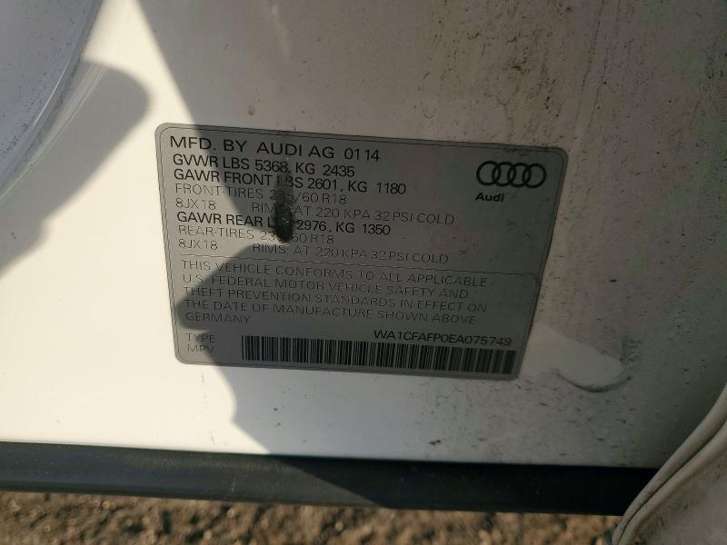 Продажа на аукционе авто 2014 Audi Q5, vin: WA1CFAFP0EA075749, номер лота: 75696805