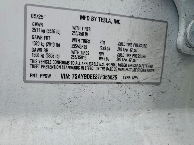 Aukcja sprzedaży 2026 Tesla Model Y, vin: 7SAYGDEE8TF365626, numer aukcji: 76460115