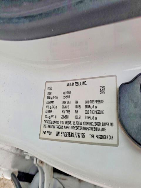 Продажа на аукционе авто 2020 Tesla Model 3, vin: 5YJ3E1EA1LF797175, номер лота: 75910595