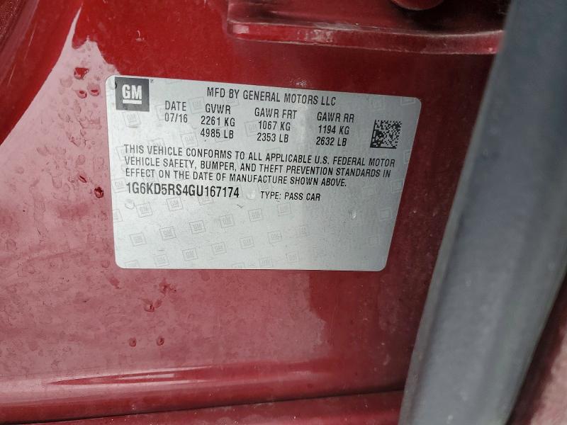 75949515 :رقم المزاد ، 1G6KD5RS4GU167174 vin ، 2016 Cadillac Ct6 مزاد بيع