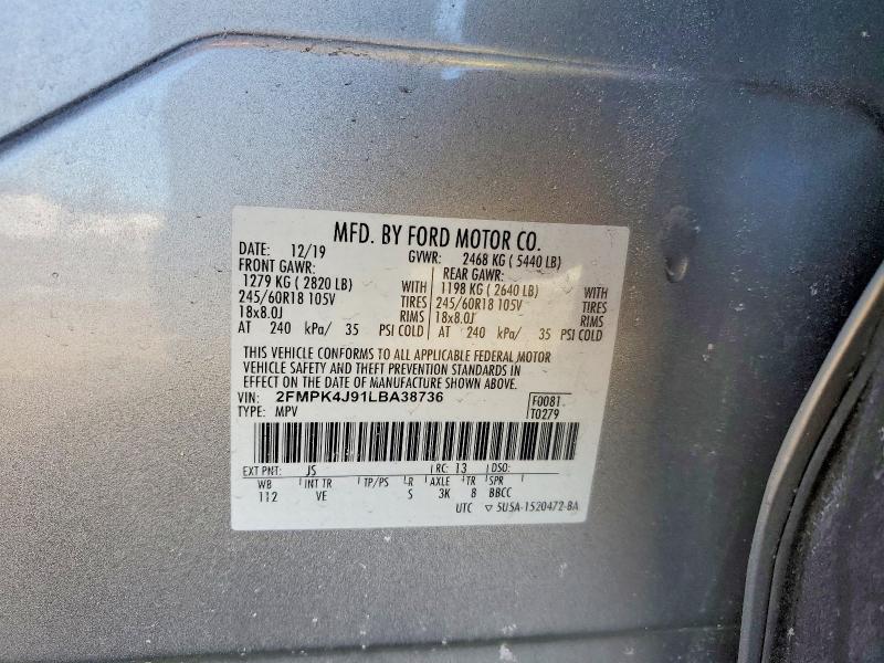 Продаж на аукціоні авто 2020 Ford Edge, vin: 2FMPK4J91LBA38736, номер лоту: 75463505