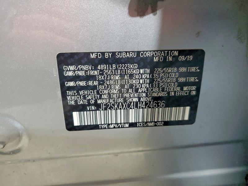 Продажа на аукционе авто 2020 Subaru Forester, vin: JF2SKAXC4LH424636, номер лота: 78419225
