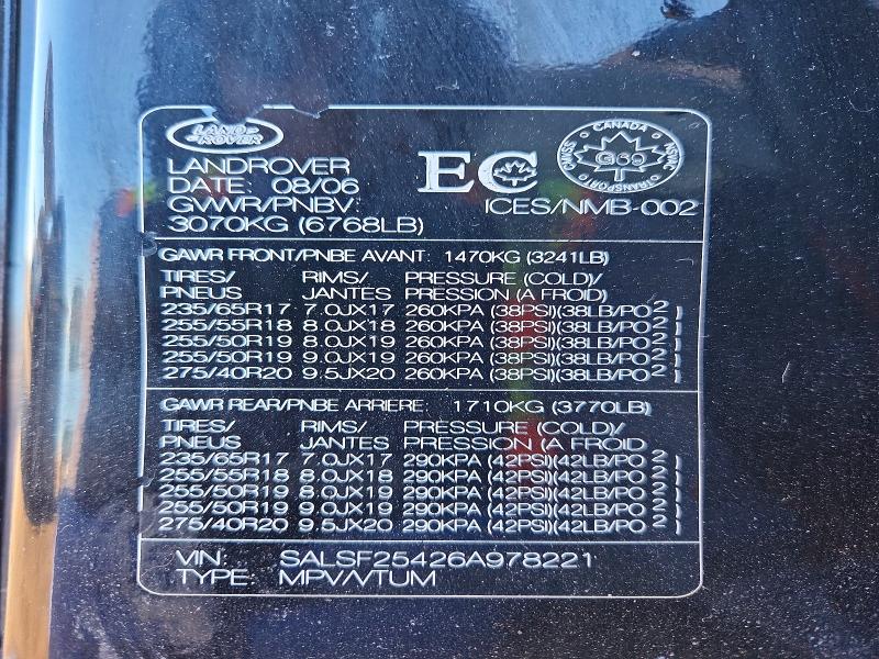 Продажа на аукционе авто 2006 Land Rover Range Rover Sport, vin: SALSF25426A978221, номер лота: 76568025