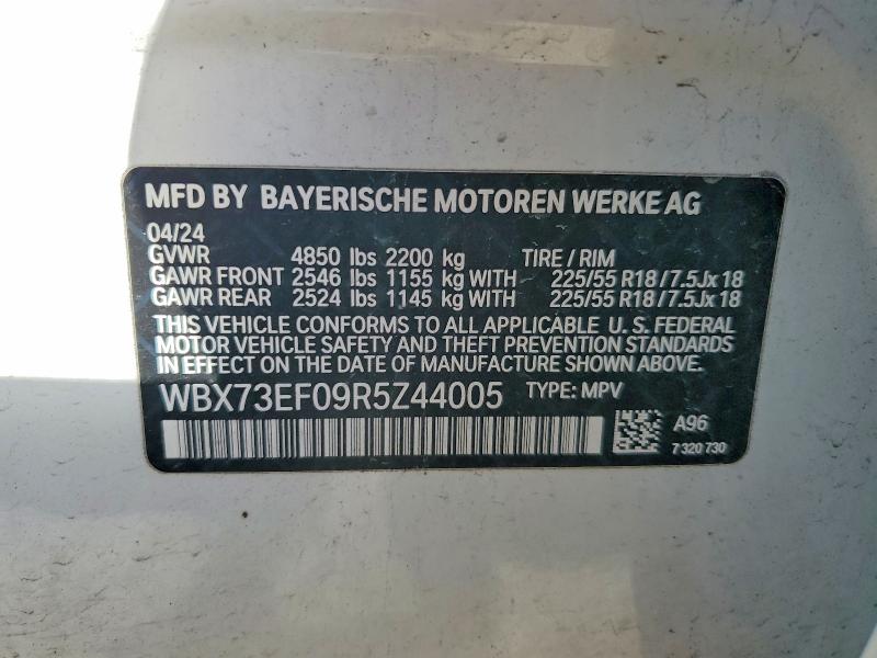 78614255 :رقم المزاد ، WBX73EF09R5Z44005 vin ، 2024 Bmw X1 مزاد بيع