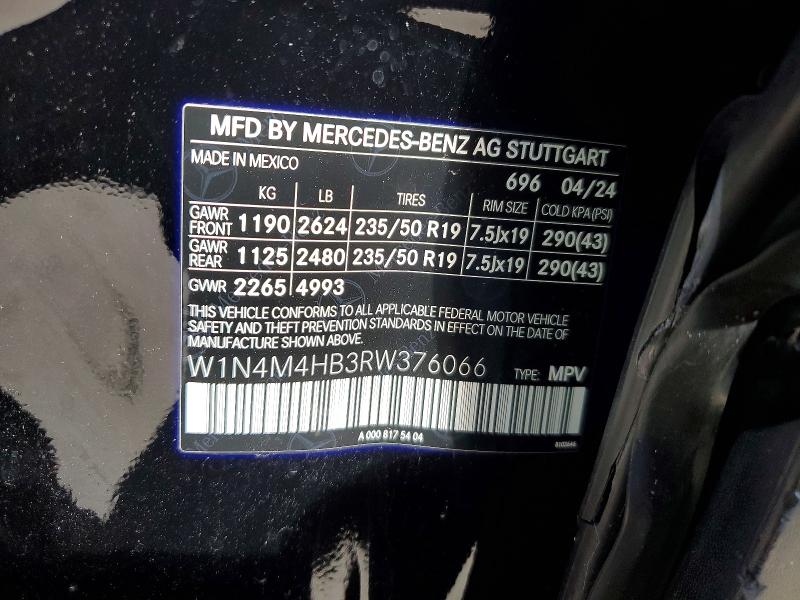 Продаж на аукціоні авто 2024 Mercedes-benz Glb, vin: W1N4M4HB3RW376066, номер лоту: 77905285