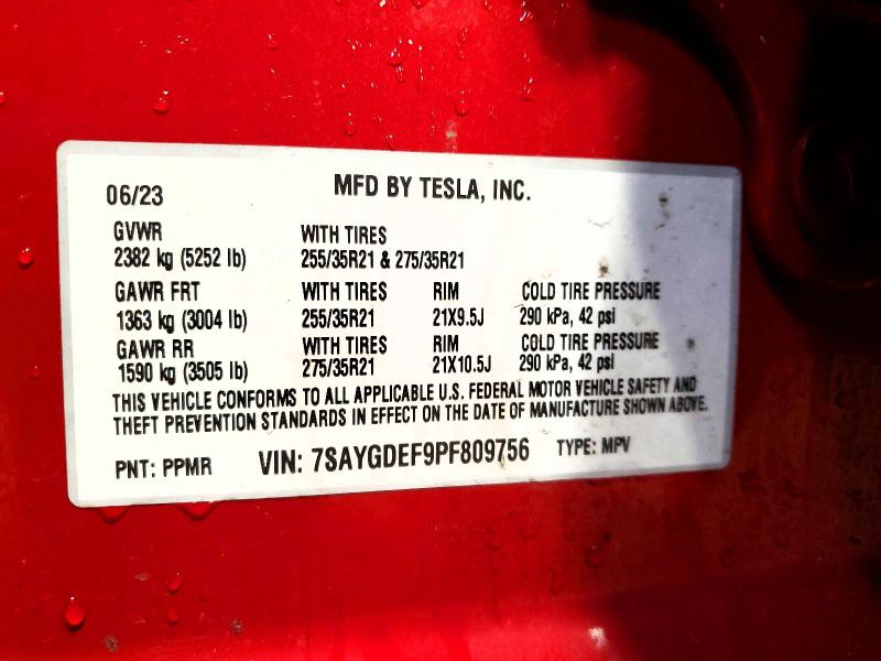 Продажа на аукционе авто 2023 Tesla Model Y, vin: 7SAYGDEF9PF809756, номер лота: 78669445