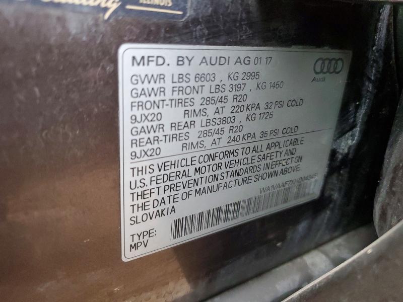 Aukcja sprzedaży 2017 Audi Q7, vin: WA1VAAF7XHD043451, numer aukcji: 77172345