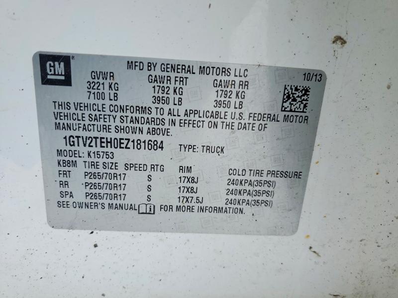 Продаж на аукціоні авто 2014 Gmc Sierra, vin: 1GTV2TEH0EZ181684, номер лоту: 78293595