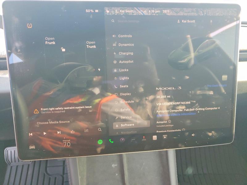 74906855 :رقم المزاد ، 5YJ3E1EA0RF745366 vin ، 2024 Tesla Model 3 مزاد بيع