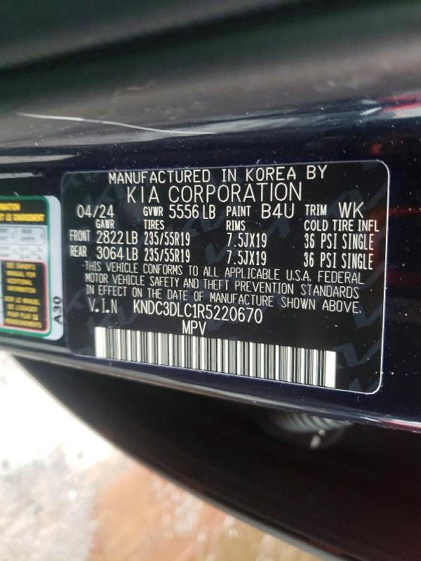 77731805 :رقم المزاد ، KNDC3DLC1R5220670 vin ، 2024 Kia Ev6 مزاد بيع