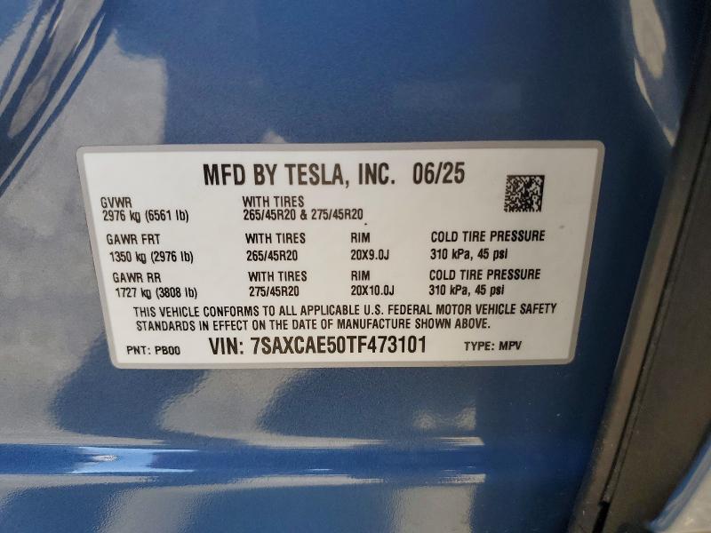 75074745 :رقم المزاد ، 7SAXCAE50TF473101 vin ، 2026 Tesla Model X مزاد بيع