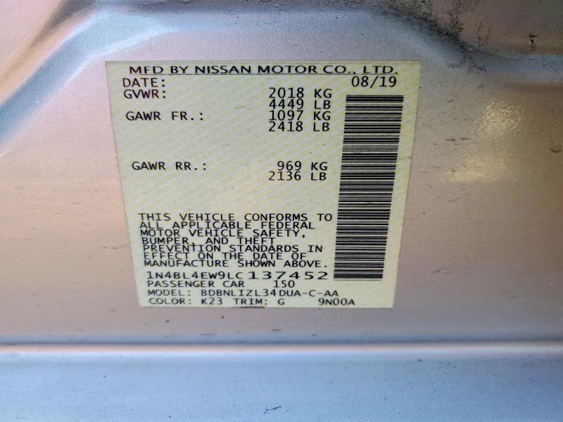 Продажа на аукционе авто 2020 Nissan Altima, vin: 1N4BL4EW9LC137452, номер лота: 76953565