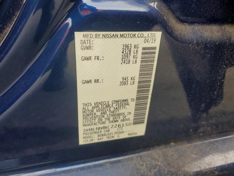 Продаж на аукціоні авто 2019 Nissan Altima, vin: 1N4BL4BV8KC226150, номер лоту: 98227985