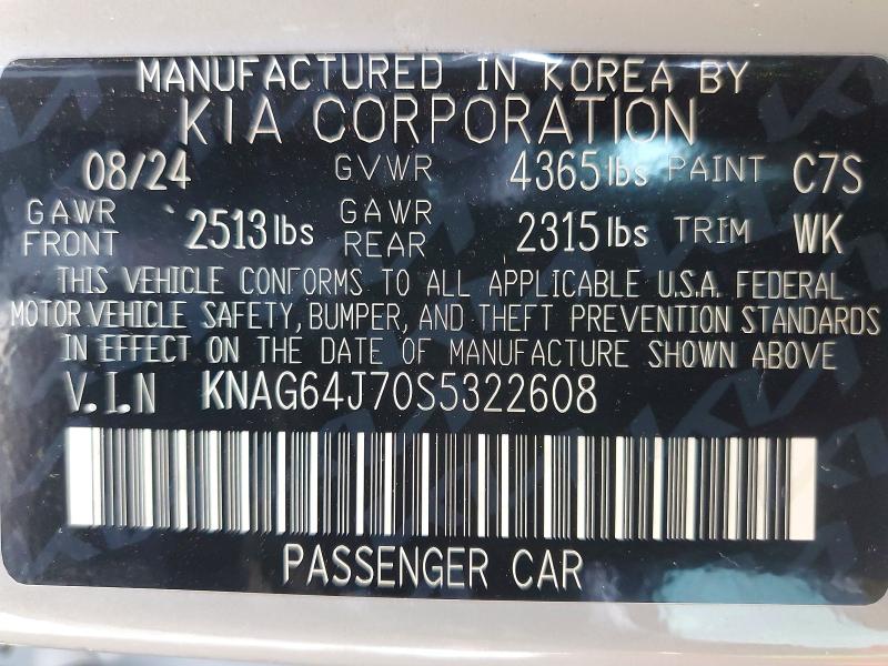 Продаж на аукціоні авто 2025 Kia K5, vin: KNAG64J70S5322608, номер лоту: 98060445
