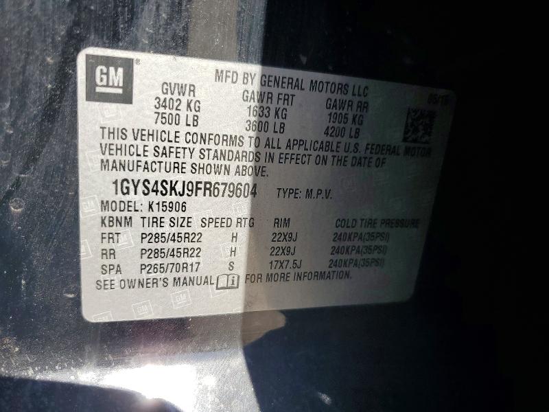 Продаж на аукціоні авто 2015 Cadillac Escalade, vin: 1GYS4SKJ9FR679604, номер лоту: 77083185