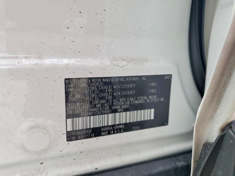 77196525 :رقم المزاد ، 4T3RWRFV3SU199881 vin ، 2025 Toyota Rav4 مزاد بيع