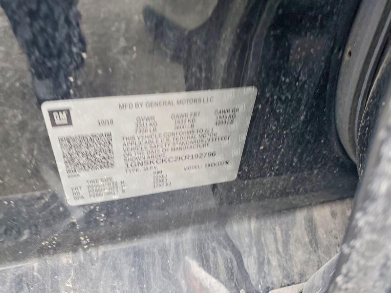 76512455 :رقم المزاد ، 1GNSKCKC2KR192796 vin ، 2019 Chevrolet Tahoe مزاد بيع