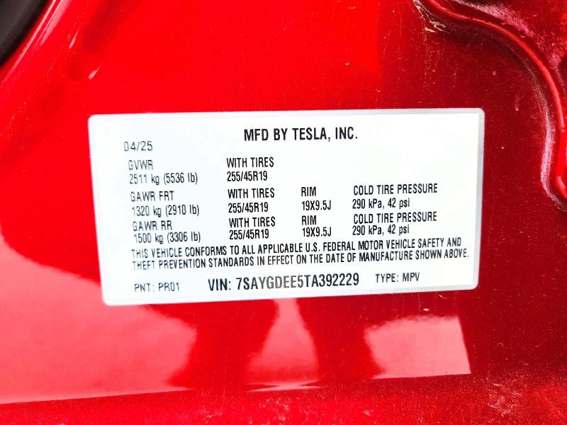 Aukcja sprzedaży 2026 Tesla Model Y, vin: 7SAYGDEE5TA392229, numer aukcji: 77704075