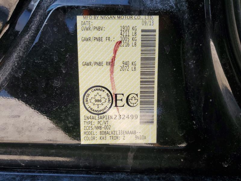Продажа на аукционе авто 2014 Nissan Altima 2.5, vin: 1N4AL3AP1EN232499, номер лота: 76698545