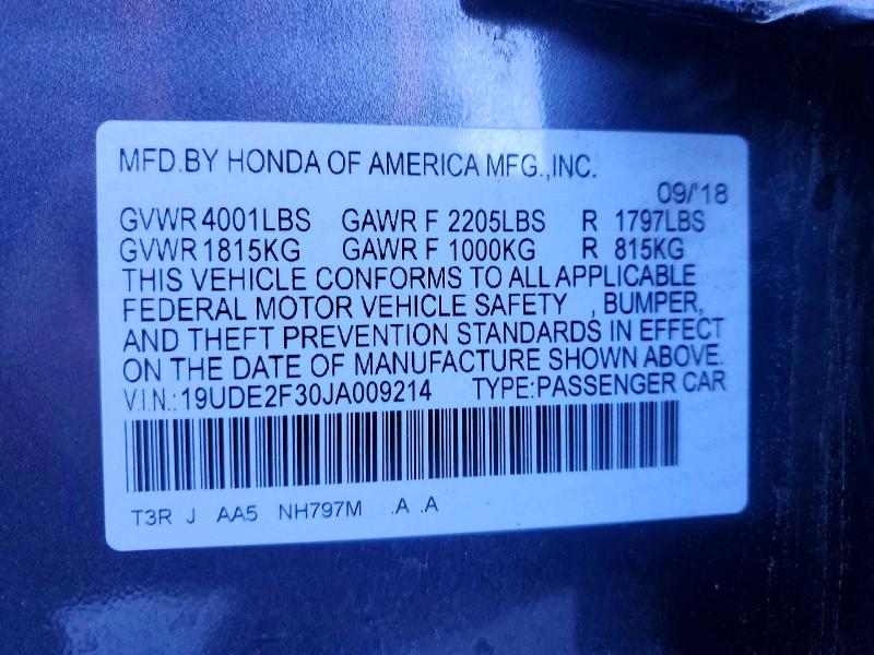 77438375 :رقم المزاد ، 19UDE2F30JA009214 vin ، 2018 Acura Ilx مزاد بيع