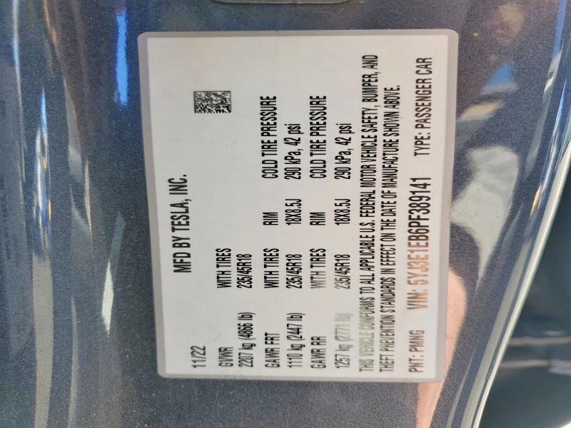 76442795 :رقم المزاد ، 5YJ3E1EB6PF389141 vin ، 2023 Tesla Model 3 مزاد بيع
