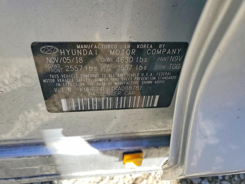 Aukcja sprzedaży 2019 Hyundai Sonata, vin: KMHE34L34KA088781, numer aukcji: 78274575
