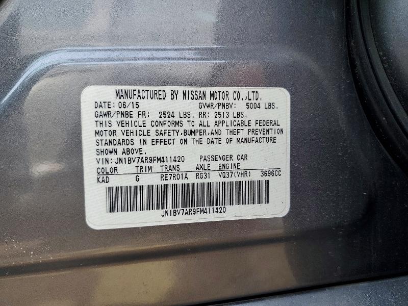 Продаж на аукціоні авто 2015 Infiniti Q50, vin: JN1BV7AR9FM411420, номер лоту: 74194775