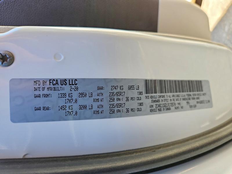 2020 Chrysler Voyager მანქანა იყიდება აუქციონზე, vin: 2C4RC1DG2LR172570, აუქციონის ნომერი: 75163915