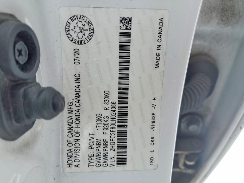 Aukcja sprzedaży 2020 Honda Civic, vin: 2HGFC2F80LH024066, numer aukcji: 77744055