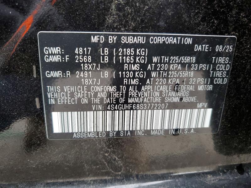 Aukcja sprzedaży 2025 Subaru Crosstrek, vin: 4S4GUHF68S3772207, numer aukcji: 77500905