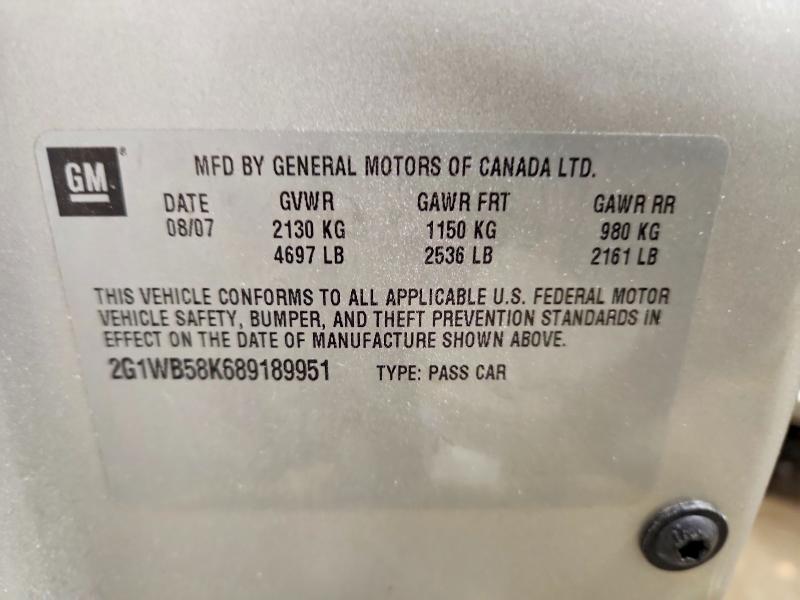 2008 Chevrolet Impala მანქანა იყიდება აუქციონზე, vin: 2G1WB58K689189951, აუქციონის ნომერი: 76042935