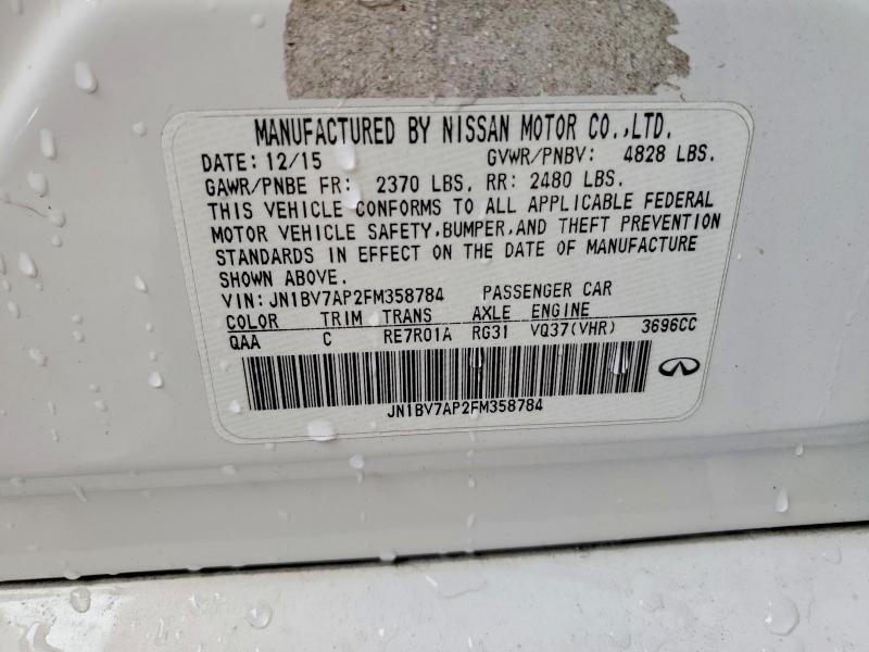 Продаж на аукціоні авто 2015 Infiniti Q50, vin: JN1BV7AP2FM358784, номер лоту: 78741345