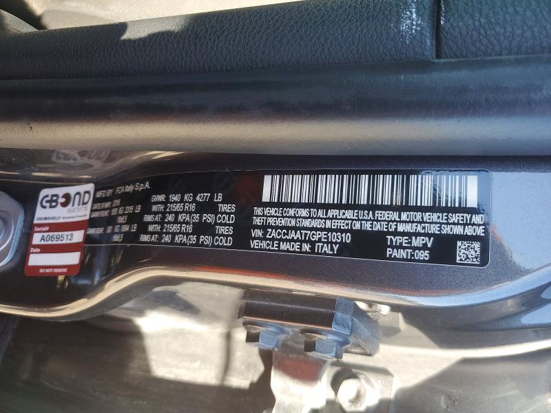 78666515 :رقم المزاد ، ZACCJAAT7GPE10310 vin ، 2016 Jeep Renegade مزاد بيع
