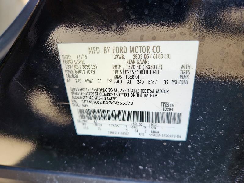 Aukcja sprzedaży 2016 Ford Explorer, vin: 1FM5K8B80GGB55372, numer aukcji: 75760245