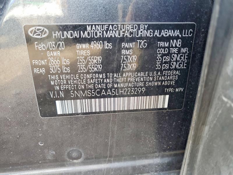 78992885 :رقم المزاد ، 5NMS5CAA5LH223299 vin ، 2020 Hyundai Santa Fe مزاد بيع