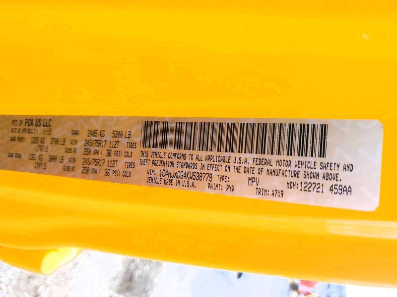 Продажа на аукционе авто 2019 Jeep Wrangler Unlimited, vin: 1C4HJXDG4KW538779, номер лота: 77389225