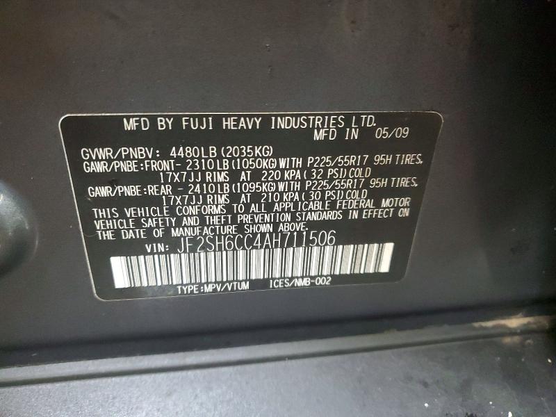 Продажа на аукционе авто 2010 Subaru Forester, vin: JF2SH6CC4AH711506, номер лота: 78242615