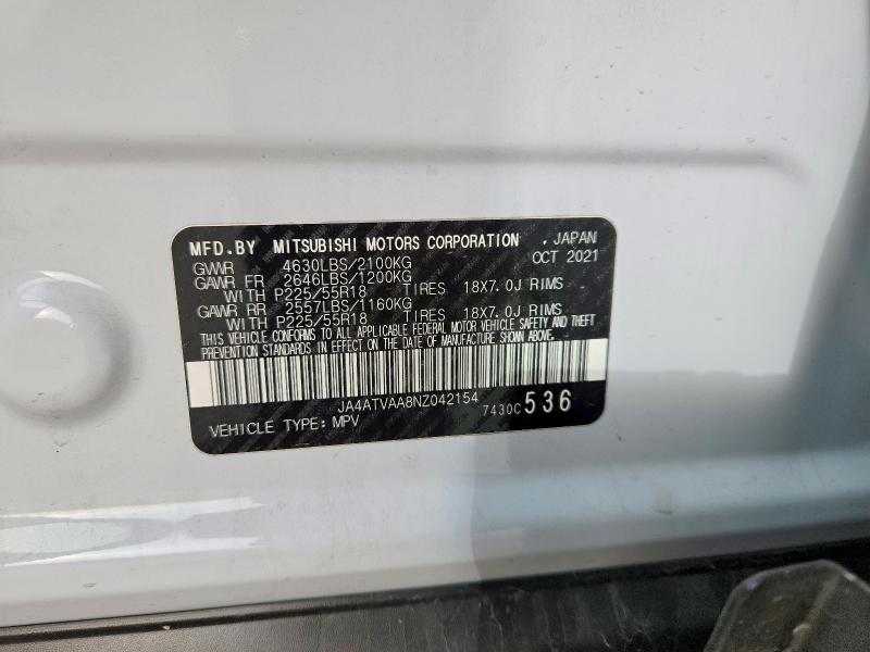 Aukcja sprzedaży 2022 Mitsubishi Eclipse Cross, vin: JA4ATVAA8NZ042154, numer aukcji: 77947895