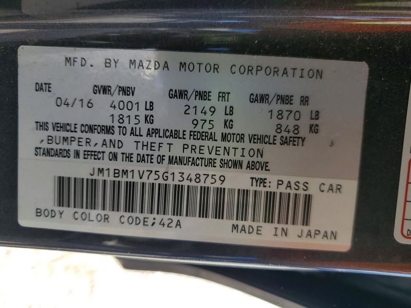 Aukcja sprzedaży 2016 Mazda 3, vin: JM1BM1V75G1348759, numer aukcji: 75309655