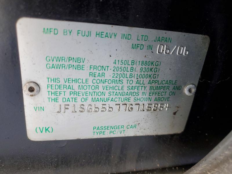78658555 :رقم المزاد ، JF1SG65677G715854 vin ، 2007 Subaru Forester مزاد بيع