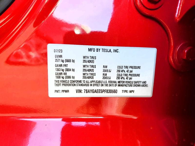 Продажа на аукционе авто 2023 Tesla Model Y, vin: 7SAYGAEE5PF830660, номер лота: 78279275