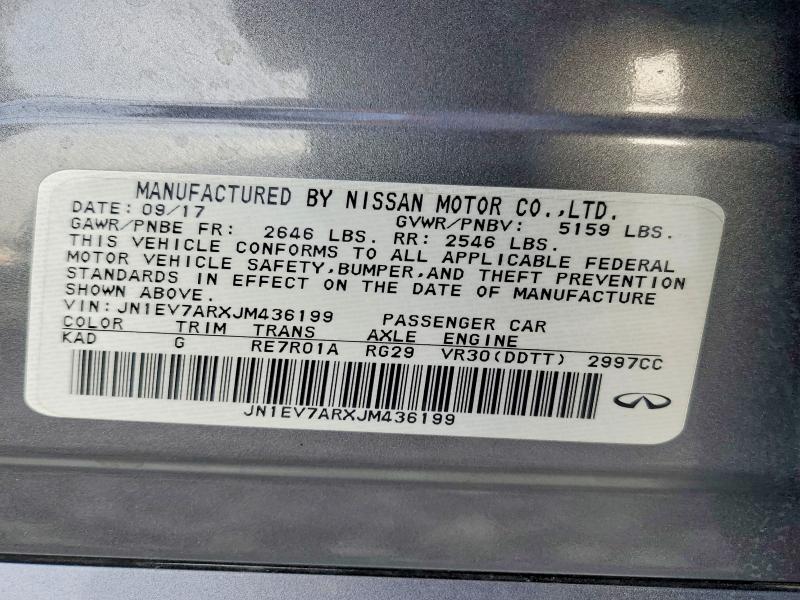 Продаж на аукціоні авто 2018 Infiniti Q50, vin: JN1EV7ARXJM436199, номер лоту: 77493455