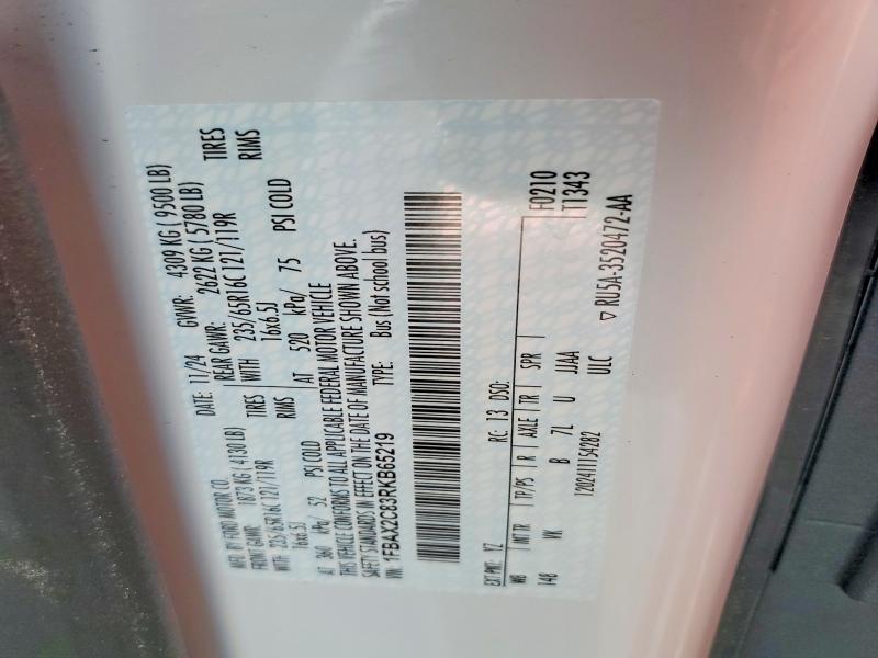 2024 Ford Transit მანქანა იყიდება აუქციონზე, vin: 1FBAX2C83RKB65219, აუქციონის ნომერი: 74991375
