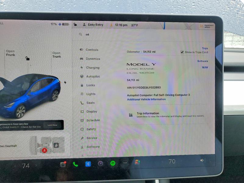 Aukcja sprzedaży 2020 Tesla Model Y, vin: 5YJYGDEE8LF022893, numer aukcji: 77882595
