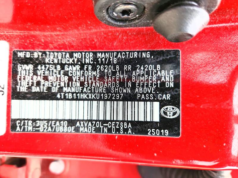 Продажа на аукционе авто 2019 Toyota Camry, vin: 4T1B11HKXKU197297, номер лота: 79006785