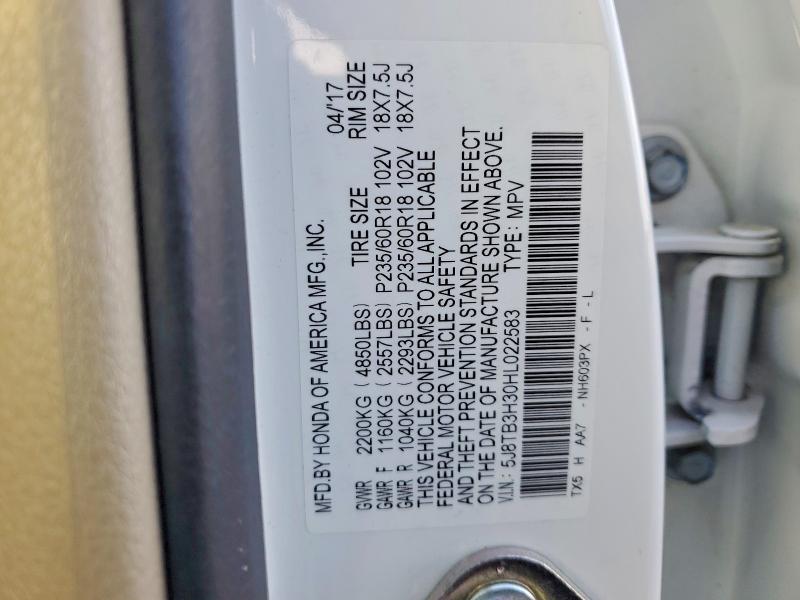 73552305 :رقم المزاد ، 5J8TB3H30HL022583 vin ، 2017 Acura Rdx مزاد بيع