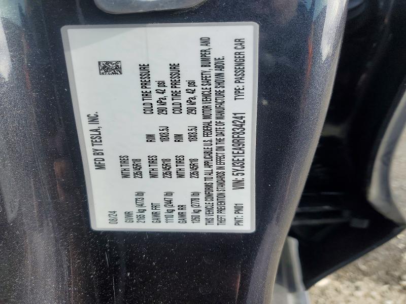 Aukcja sprzedaży 2024 Tesla Model 3, vin: 5YJ3E1EA9RF834241, numer aukcji: 77774855