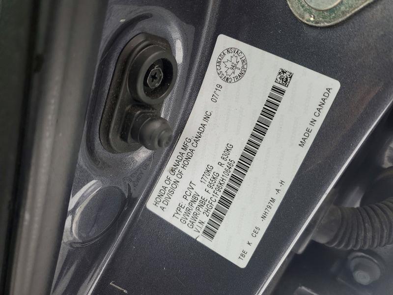 77649705 :رقم المزاد ، 2HGFC1F96KH106465 vin ، 2019 Honda Civic مزاد بيع
