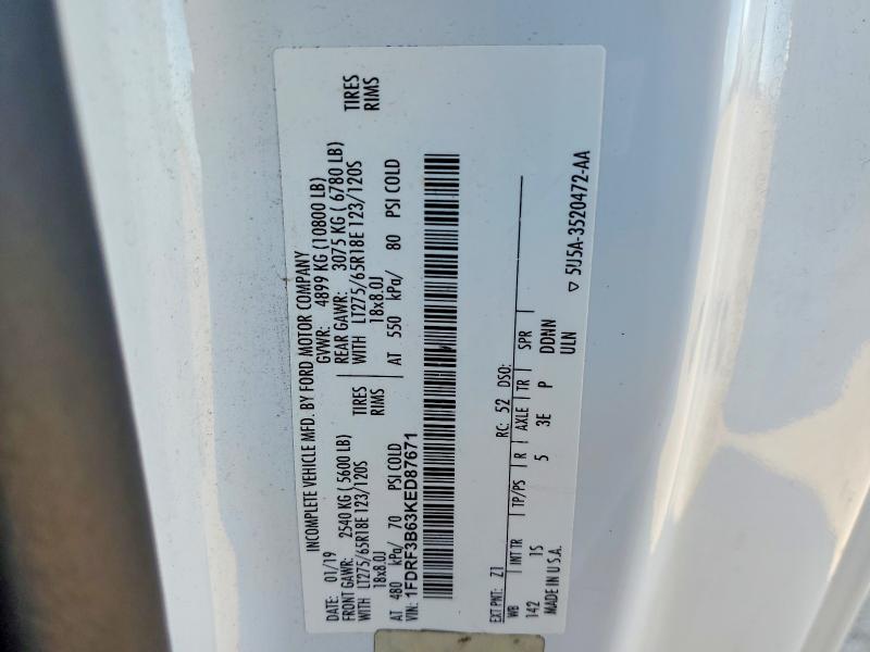 Aukcja sprzedaży 2019 Ford F350, vin: 1FDRF3B63KED87671, numer aukcji: 79056475