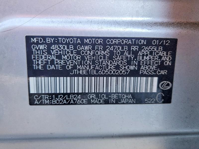 Aukcja sprzedaży 2013 Lexus Gs, vin: JTHBE1BL6D5002057, numer aukcji: 78459075